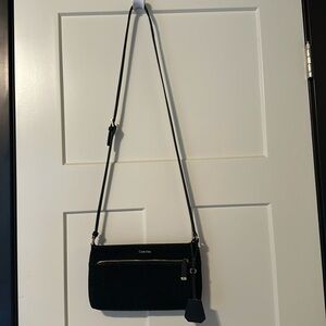 Calvin Klein Womens Purse Jolene Small Black Cross Body Bag Suede